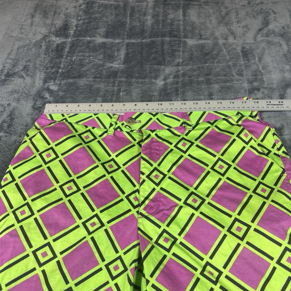 Loudmouth Shorts Mens 38 Green Purple Chino Golf Mardi Gras 11 Inseam - Picture 4 of 11
